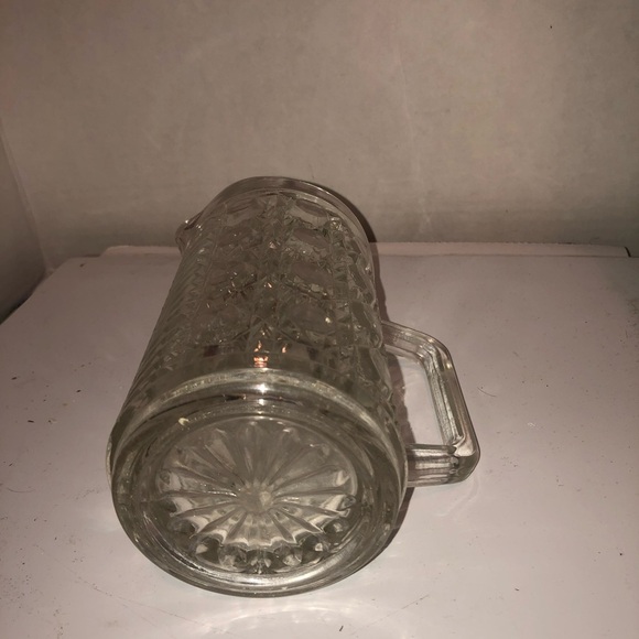 Vintage Federal Glass Windsor Button & Cane Clear 6” Pitcher/ milk, syrup, used - Picture 3 of 6